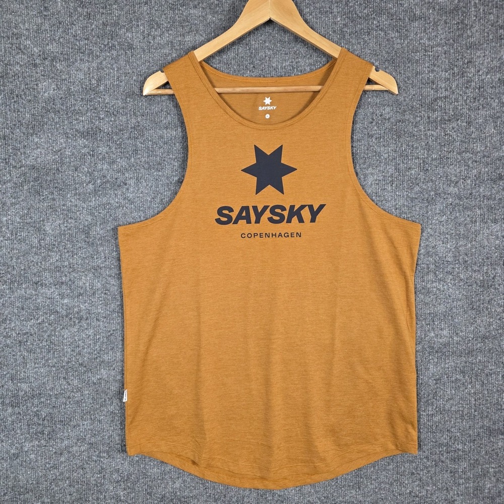 SAYSKY Copenhagen Tank Top Men's XL Rust Orange Running Gym Athletic Shirt NWOT